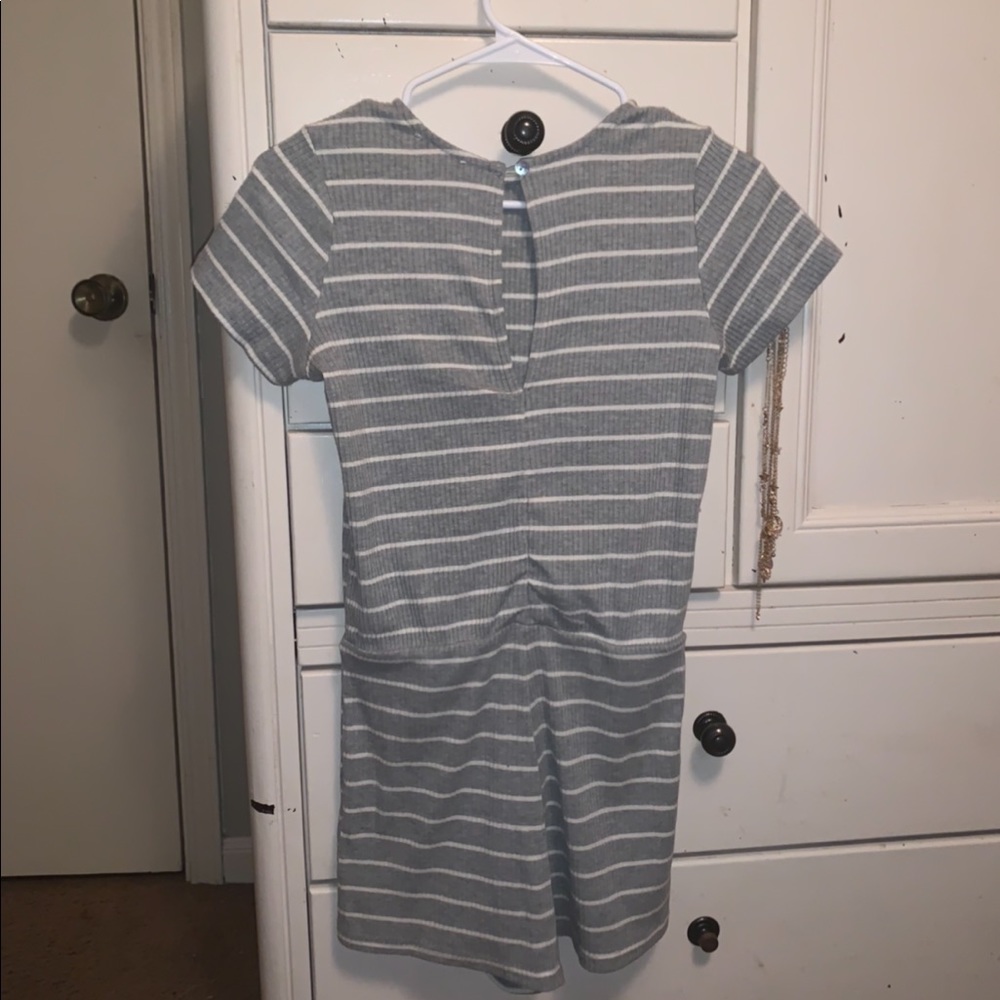 Pink Lily- Grey and White Striped Romper - Picture 6 of 9